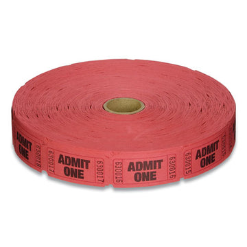Coin-Tainer Single Ticket Roll, Admit One, Red, 2,000-roll freeshipping - TVN Wholesale